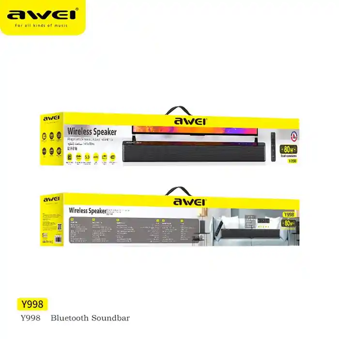Awei Y998 Dual Speaker TV Soundbar 80W Output